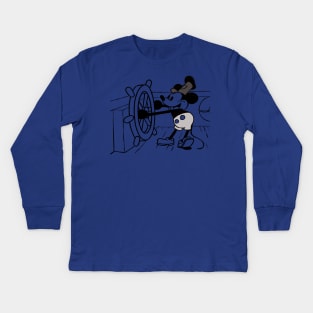 Mickey at the Helm - Steamboat Willie Tribute Kids Long Sleeve T-Shirt